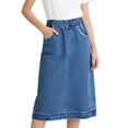 thumbnail image 3 of SROBPTY Little Girls Skirts Solid A Line Denim Midi for 4-15 Years, 3 of 5