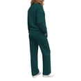 thumbnail image 6 of Tqcoqu Women's Solid 2 Piece Sweatsuit,Crew Neck Long Sleeve Sweatshirt & Elastic Waist Wide Leg Sweatpants,Thick Casual Loungewear Outfit Set,Green Women's S-XXXL, 6 of 9