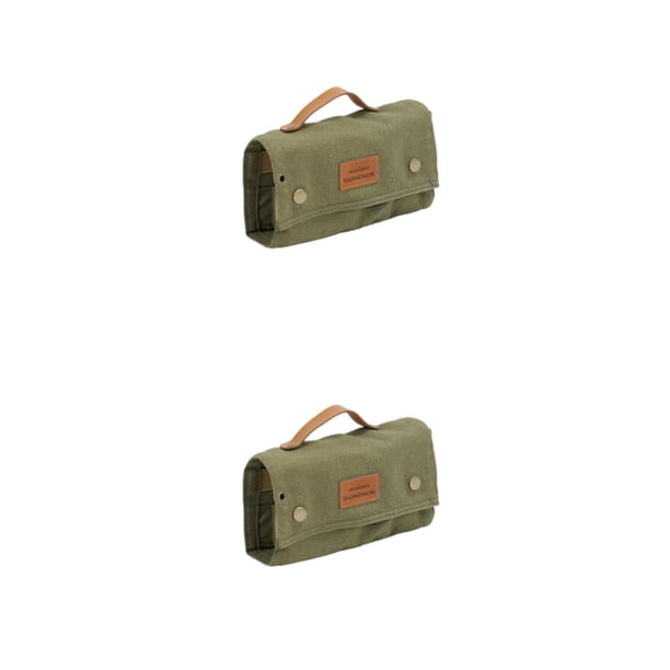 Toystoory Bolsa de almacenamiento de botellas de condimentos para acampar, bolsa de tarros, organizador plegable de lona para Picnic, botella de Verde oscuro 2Conjunto