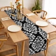 thumbnail image 3 of Baroque Black Table Runner - 36 Inch Long, Kitchen Dining Table Runner Dresser Scarves, Vintage Damask Classic Floral Farmhouse Decor for Coffee Tables Wedding Party Banquet, 3 of 8