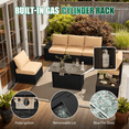 thumbnail image 2 of LazySunsets 7 Pieces Outdoor Wicker Patio Furniture Set, 8 Inch Widened Armrest Rattan Sectional Conversation Sofa with Beige Cushions & Fire Pit Table, All-Weather Backyard Garden Patio Set, 2 of 7