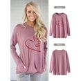 thumbnail image 4 of Xuanfei Women Heart Graphic Crew Neck Long Sleeve Side Pocket Top, 4 of 7