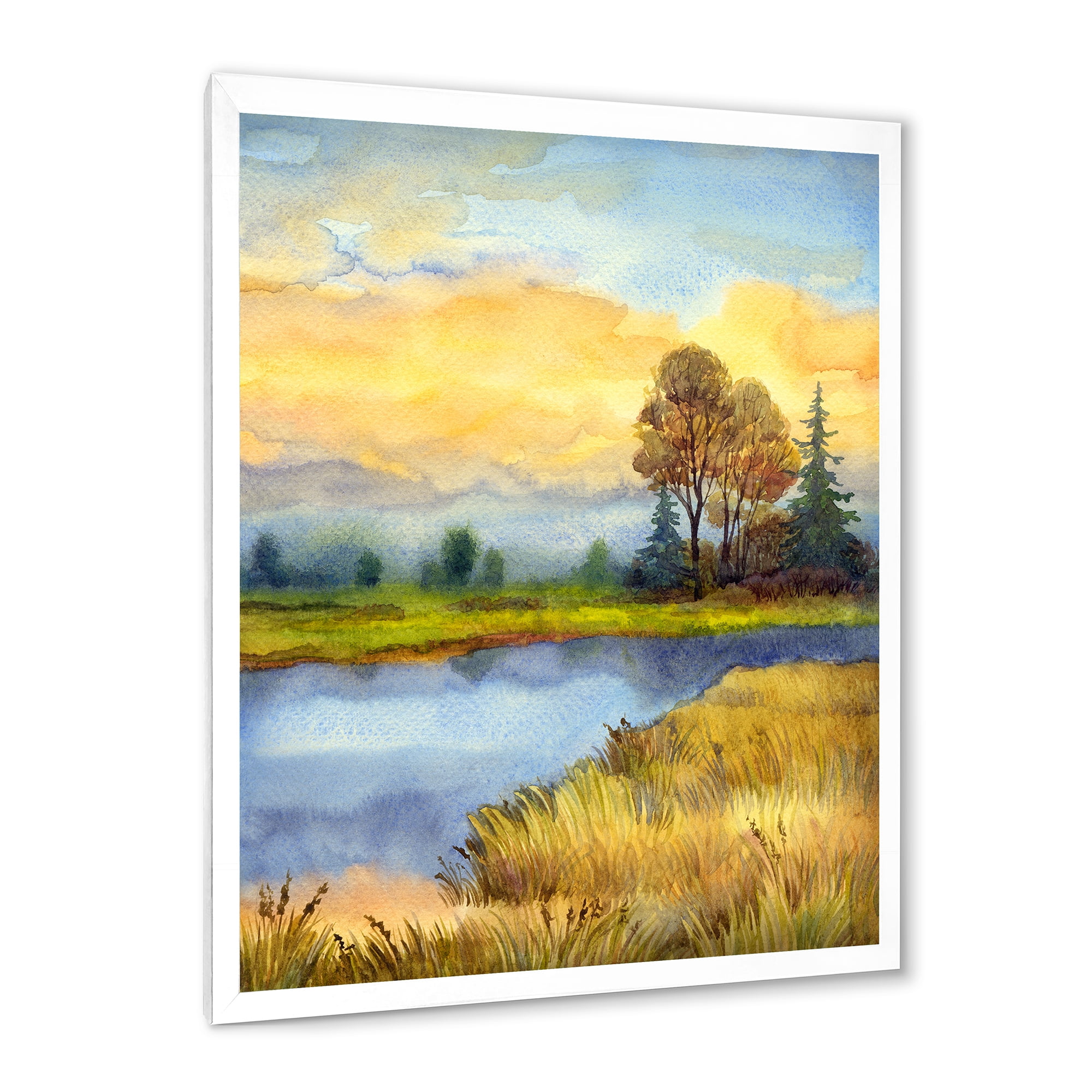 Designart 'The Awakening of Nature Over Meadows' Lake House Framed Art Print