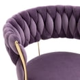 thumbnail image 6 of Woven Dining Chairs Set of 2, Velvet Upholstered Dining Chairs with Gold Metal Legs, Modern Accent Chairs for Living Room, Dining Room, Kitchen (Purple), 6 of 7