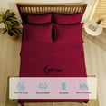 Picture of Sathi Linen 600 Thread Count  100% Cotton 4-Pcs (1-Flat Sheet +1- Fitted Sheet + 2-Pillow Cover ) Sheet set Color Burgundy Solid Size Twin Size Deep 15 Inch  Pattern Solid 