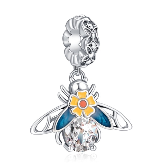 NINGAN 925 Sterling Silver Charm Women Bracelets Necklace Bee Flower Dangle Charms Women Bracelet Charm Gift