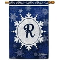 thumbnail image 1 of Welcome Winter Snowflake Monogram R Decorative House Flag Initial Letter Snow Deocr Banner for Inside and Outside 28x40 Inch Double Sided, 1 of 6