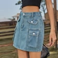 thumbnail image 6 of vigerkar 2025 Womens Cowgirl A Line Plain Mini Little Skort for Women Denim Skorts Blue, M, 6 of 9