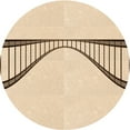 thumbnail image 1 of Ahgly Company Tapis Rond Lavable en Machine Intérieur Transitionnel Pérun Brun, 3 Pieds Rond, 1 of 7