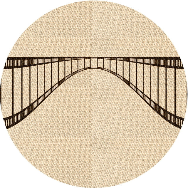 Ahgly Company Tapis Rond Lavable en Machine Intérieur Transitionnel Pérun Brun, 3 Pieds Rond