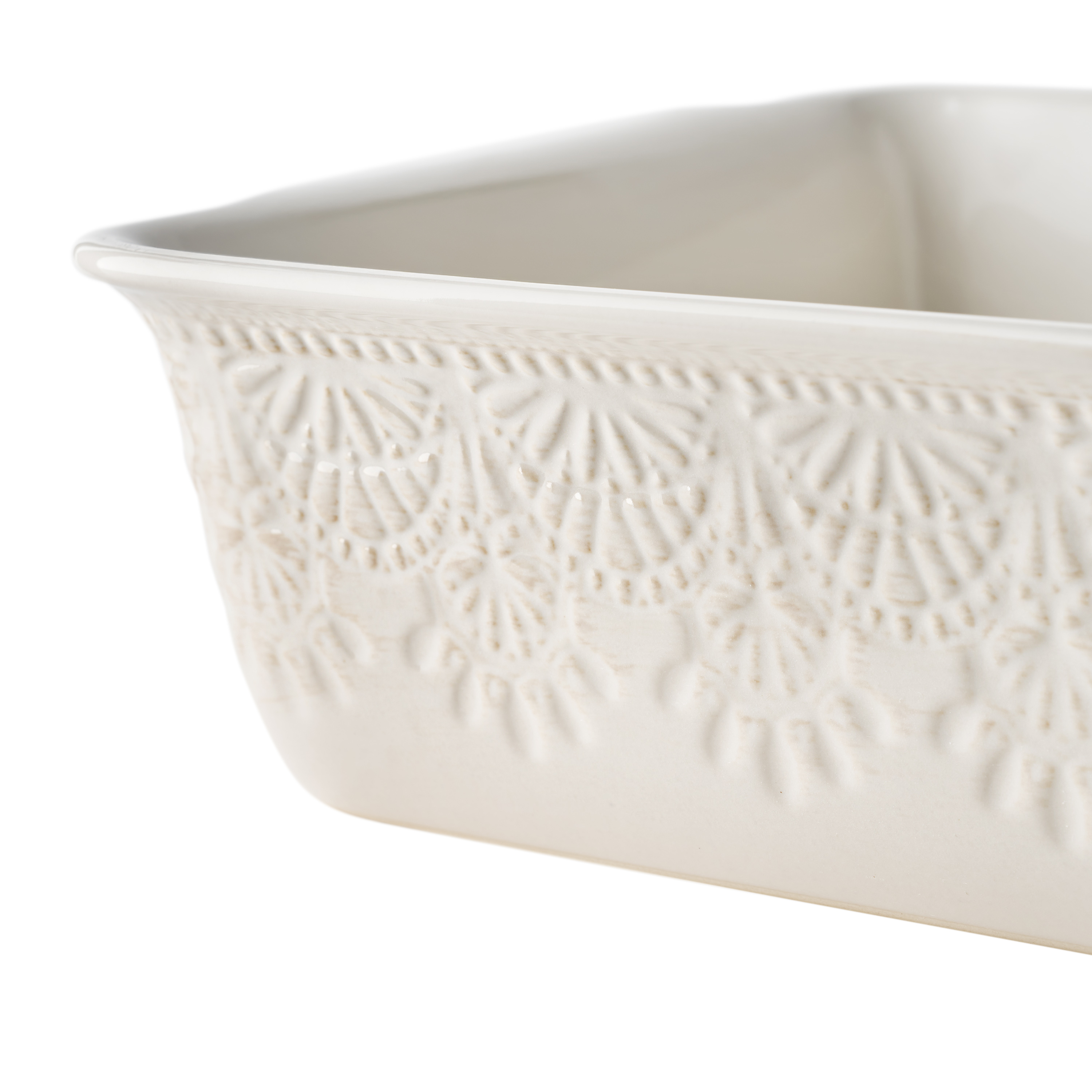The Pioneer Woman Vintage Lace 9” x 13” Ceramic Casserole Dish, Baking Dish with Lid, Linen