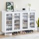 thumbnail image 3 of 5 - tier shoe gabinete con glass doors, adjustable estantes, grande almacenamiento para hallway y sala de estar (blanca), 3 of 7