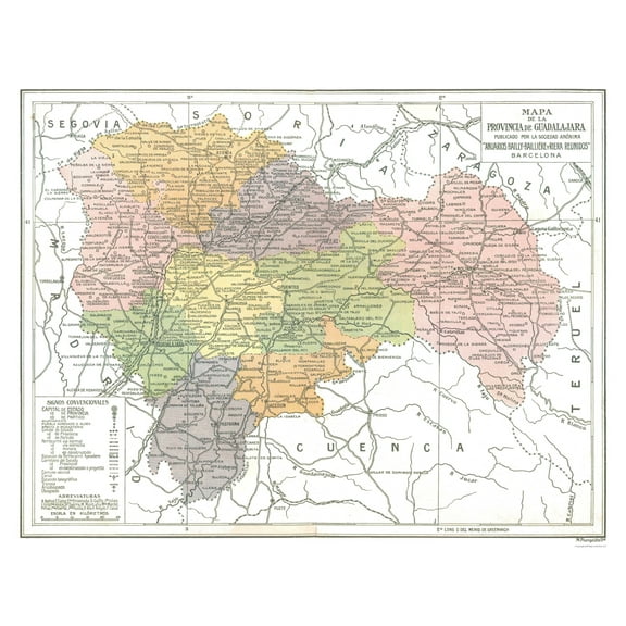 Historic Map - Guadalajara Spain - Pompido 1913 - Vintage Wall Art