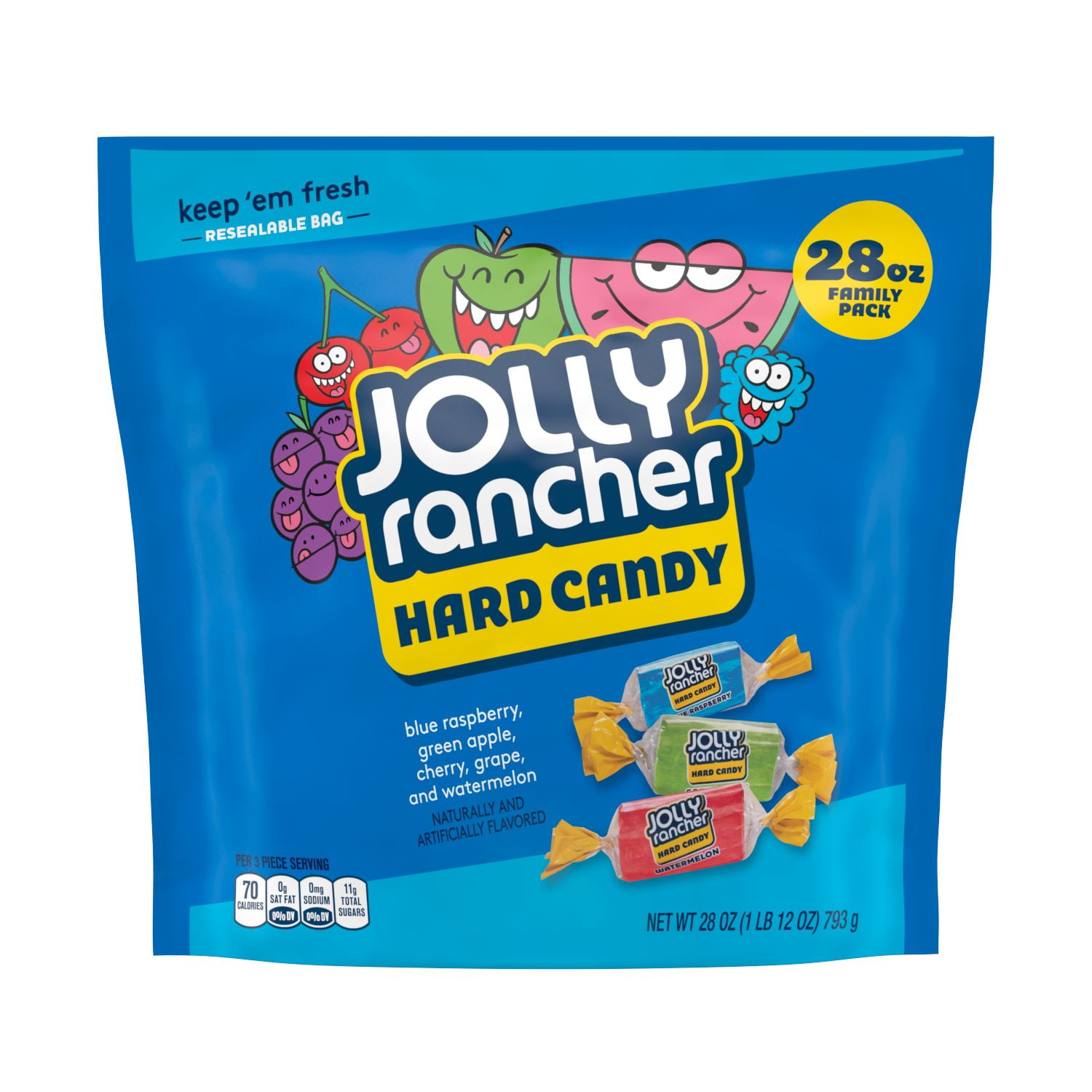JOLLY RANCHER Assorted Original Fruit Flavored Hard Candy, Individually Wrapped, 28 oz, Bag