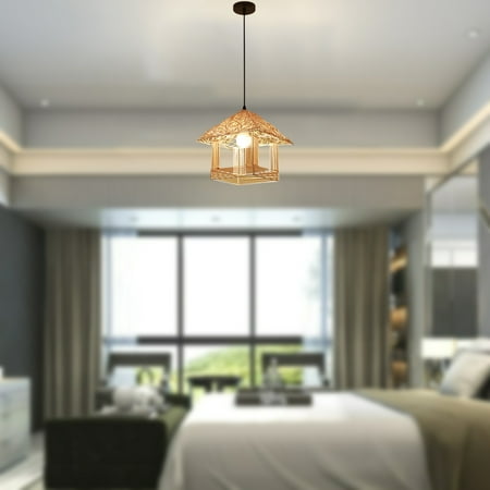 

Natural Rattan Pendant Light Fixture Restaurant Corridor Tea Room Ceiling Lighting Hanging Lamp No Bulb - Room