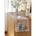 thumbnail image 5 of Table Runner 48 Inches Long for Kitchen Dining, Birds Floral Dresser Scarf Farmhouse, Dining Table Decorations for Wedding/Parties, Farmhouse Pink Flower Leaf Wood Grain Brown 13 x 48 In, 5 of 8