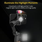 AOCHUAN 3-Axis Gimbal Stabilizer for iPhone & Android w/RGB Light, Handheld Phone Gimbal for Video Recording w/AI Tracking,1/4 Thread, Extendable Tripod, Padded Carry Bag(Smart X Complete Combo1)