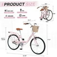 thumbnail image 6 of Juuar 24" Ladies Cruiser Bike Folding Womens Bicycle with Convenient Basket and Rack, Comfort City Commuter Bike, Pink, 6 of 6