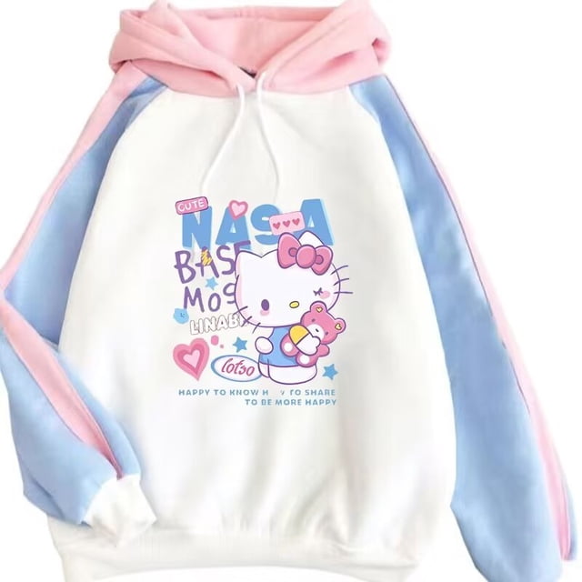 Sudadera SANMU con estampado digital holgado Hello Kitty Smile