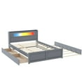 thumbnail image 5 of Harper & Bright Designs Queen Size Bed Frame with Storage Headboard & Led, Wooden Platform Bed with 2 Drawers and Trundle Bed, Gray, 5 of 15