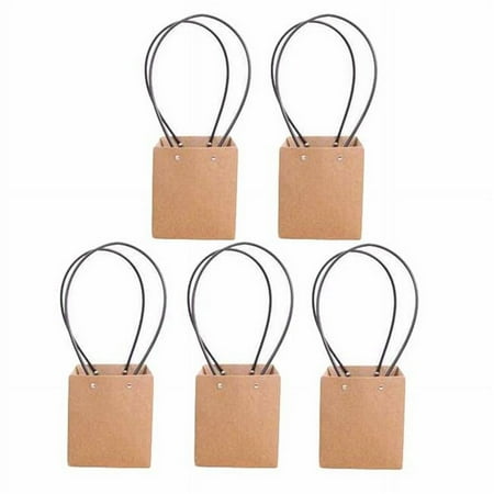 Panda Superstore PF-HOM13825851-DORIS01447-RP Square Kraft Paper Wedding Party Decor Flower Wrapping Bag DIY Florist Bouquet Packaging Gift Box - 5 Piece