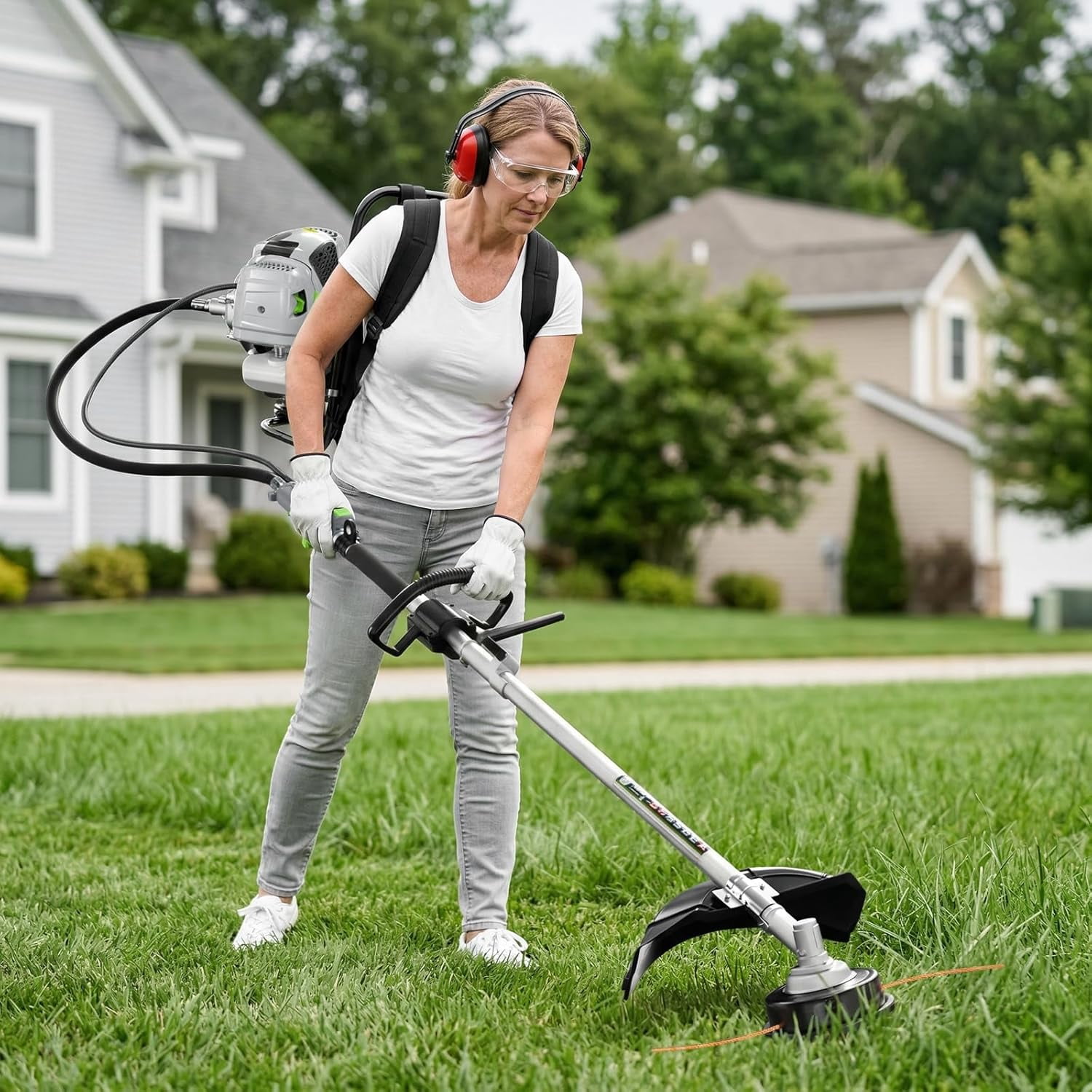 52CC 3-in-1 2-Stroke Gas Powered Weed Wacker, Backpack Weed Eater String Trimmer, Brush Cutter 3/40-Tooth Blade