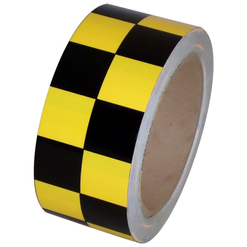 2 Inch Wide Low Vision Checkerboard Adhesive Tape Yellow and Black 