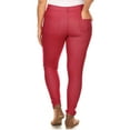 thumbnail image 3 of Women's Stretchy Slim Jeggings with 5 Pockets Cotton Blend, Burgundy 3X-Large, 3 of 3