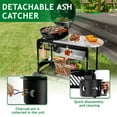 thumbnail image 6 of Portable Charcoal Grill with Side Shelf and Bottom Shelf, BBQ Smoker with Wheels and Adjustable Vents on Lid for Picnic Camping Backyard Cooking, Black, 6 of 9