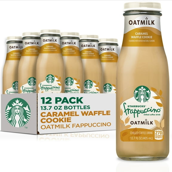 Starbucks Oatmilk Frappuccino, Coffee Drink, Caramel Waffle Cookie, 13.7 fl oz Bottles, (12 Pack), Iced Coffee​