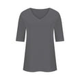 thumbnail image 5 of loopsun Plus Size Tops for Womens,Womens Summer Tops,Women's Fashion Tees Casual V-neck Loose Cute T Shirt 1/2 Sleeve Ladies Top Dark Gray S, 5 of 5