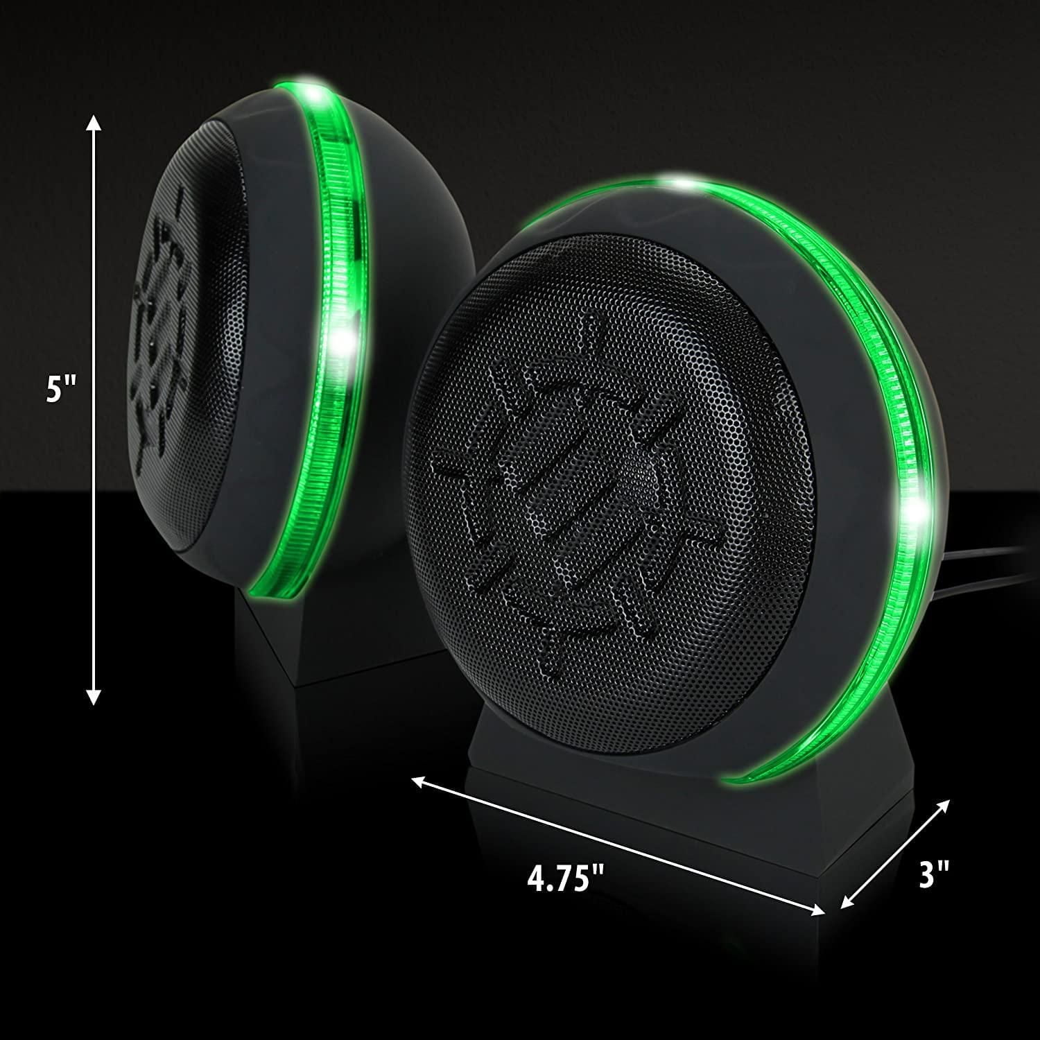 Enhance SL2 USB Gaming Computer Speakers for Monitor with LED Green Light, 3.5mm Wired Connection and in-Line Volume Control - 2.0 Stereo Sound System for Gaming Laptop, Desktop, PC Computers
