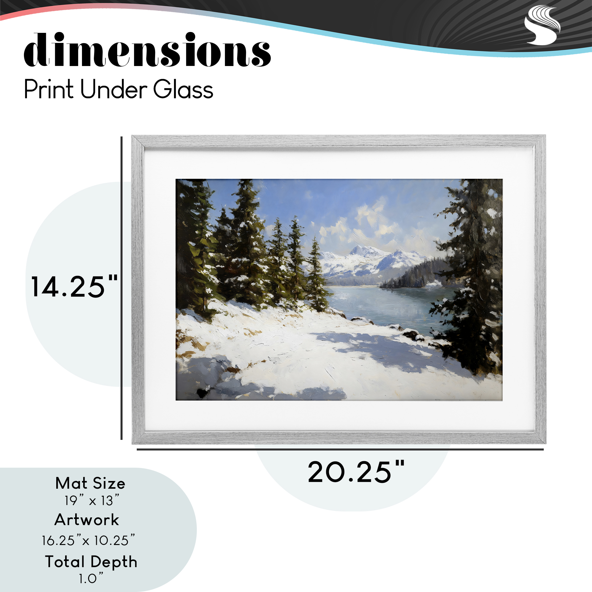 Way Up North Landscape Gray Framed Print Under Glass, design by Petal Prints Design