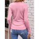 thumbnail image 3 of Solid V Neck T-Shirt, asymmetrical Hem Long Sleeve Top, Women's Clothing, 3 of 5