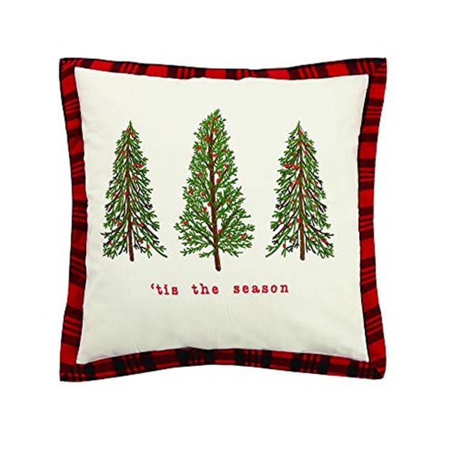 Mistletoe 31JES692C18SQ Coussin de Saison pour les Fêtes, Rouge & Vert