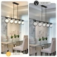 thumbnail image 6 of Modern 5-Light Adjustable Chandelier with Glass Shades Black Metal Frame Pendant Light Fixture Hanging Lighting for High Ceiling, 6 of 9
