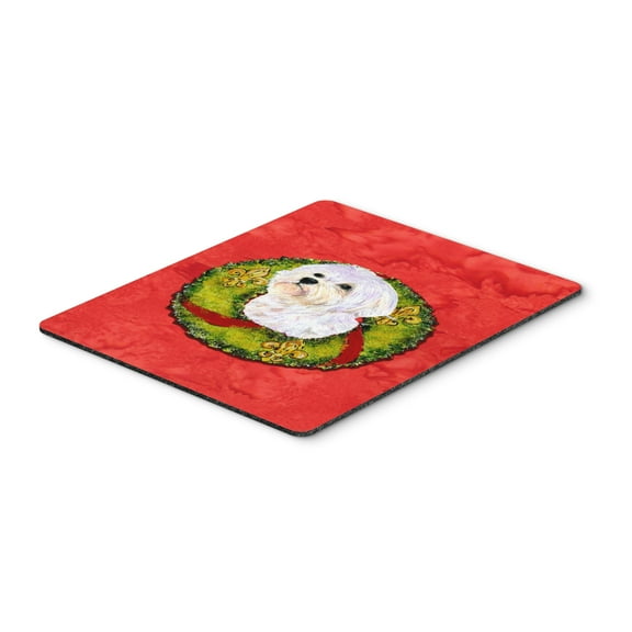 "Maltese Cristmas Wreath Mouse Pad Hot Pad or Trivet"