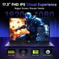 thumbnail image 2 of 17.3" FHD IPS Gaming Laptop: AMD Ryzen 5 6600H, Radeon 660M, 16GB DDR5 RAM, 1TB SSD, Backlit Keyboard, Fingerprint, 100W Type-C, 2 of 6
