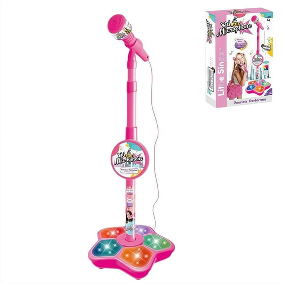 Kids Karaoke Machine with Stand,,Kids Microphone with Flashing Stage Lights Stand Gift for Age 3