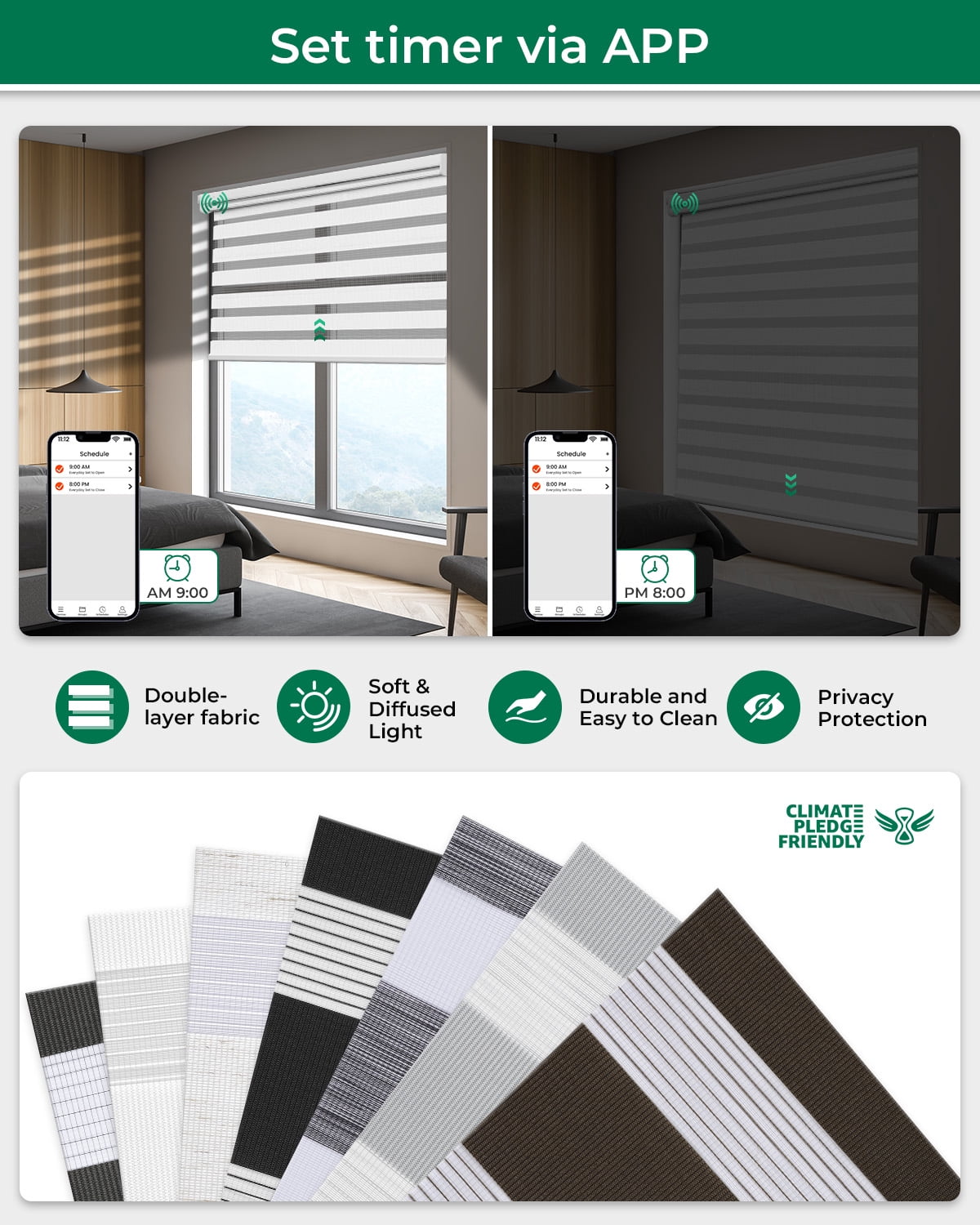 Allesin Motorized Zebra Blinds with Remote, Electric Dual-Layer Shades with Dry Battery-Powered, Smart Horizontal Window Blind with Privacy Light Control (White 27"W x 72"H)