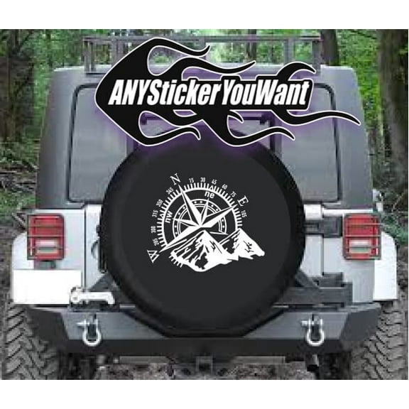 AnyStickerYouWant - Compass with Mountain Jeep Sticker Vinyl Hood Decal/Car Window Stickers/Auto Graphics Body Side, Car Stickers Compatible with and Fits Jeep Wrangler