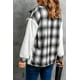 thumbnail image 1 of ABPHQTO Chaqueta de sherpa con bolsillo abotonado y patchwork a cuadros de mujer en blanco, 1 of 5