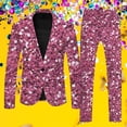 thumbnail image 2 of Mens 3D Digital Printed Suit Set, Light Business Suit Jacket Trousers Set with Lapel, Casual Blazer Suits for Valentines Day, Cobalt Color, 2 of 5