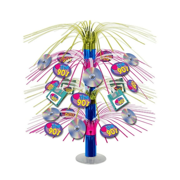 Beistle Set of 6 Assorted Colors “I Love the 90’s CD Centerpiece 18”