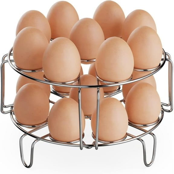 Egg Steamer Rack - Stainless Steel Trivet for 6, 8 Quart Pressure Cooker, Cooks 18 Eggs, Stackable Steaming Holders for Instant Pot Accessories, 2 Packs