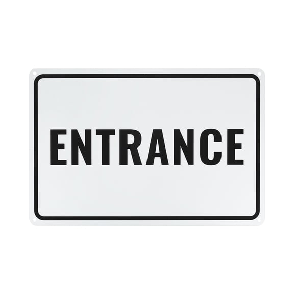 Uxcell 1 Pack Entrance Sign 12x8 inch Aluminum Reflective Enter Here Signs Black Letters On White Background