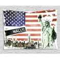 thumbnail image 1 of American Flag Decor Tapestry, NYC Collage with Famous Monuments Wall Street and Manhattan Urban Display, Wall Hanging for Bedroom Living Room Dorm Decor, 80W X 60L Inches, Multi, by Ambesonne, 1 of 2