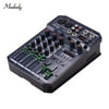 Muslady T4 Portable 4-Channel Sound Card Mixing Console Audio Mixer Built-in 16 DSP 48V Phantom power Supports BT Connection MP3 Player Recording Function 5V power Supply for DJ Network Live Broadcast