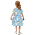 thumbnail image 4 of Cute Mushrooms Pattern Girls Short Sleeve Dress A Line Sun Protection Breathable Comfort Sundress 4T, 4 of 8