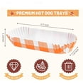 thumbnail image 2 of 200 Pcs Paper Hot Dog Trays,5.5 Inch Fluted Hot Dog Wrapper Holder for To Go Hot Dogs,Snacks,Rectangular Food Trays for Takeout, Concessions Stands,Disposable Hot Dog Wrappers,Orange, 2 of 8